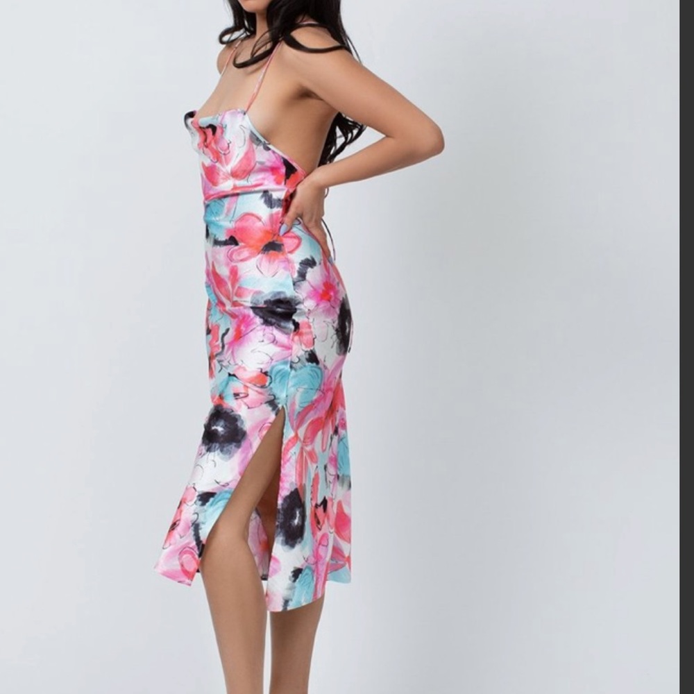 Kilo Brava KILO BRAVA SATIN JACQUARD Cowl Midi Slip Dress XL